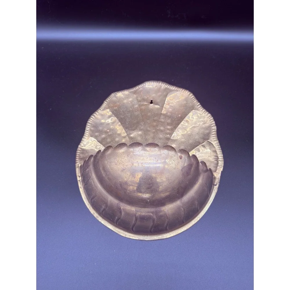 Vintage Brass Seashell Wall Pocket Planter Hammered Metal Scalloped Decor